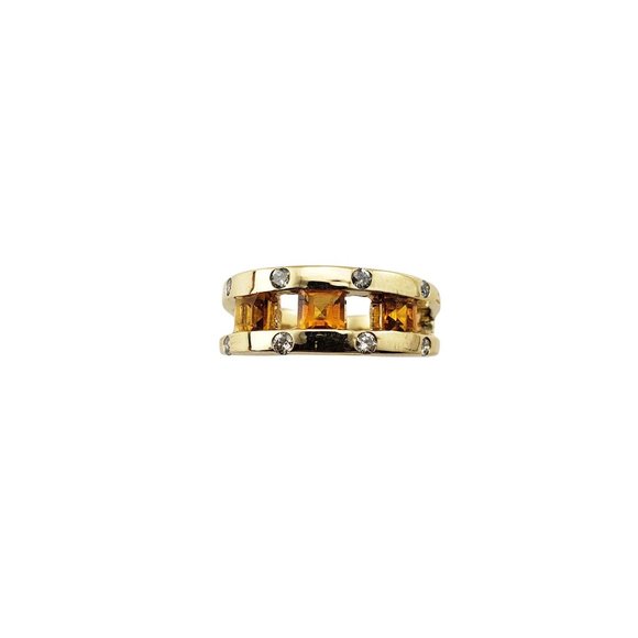 14 Karat Yellow Gold Citrine and Diamond Ring Size 5.25 GAI Certified #12075 - Picture 1 of 8